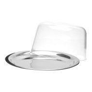 Queijeira Aço Inox Com Tampa 16cm de Acrílico Prato 21cm
